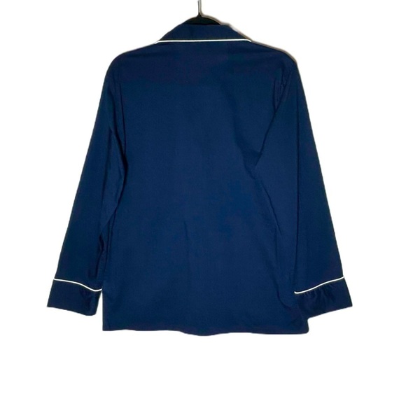 J. Crew Cotton Sleep Shirt with Chest Pocket, Navy with White Piping, Size S - Picture 4 of 13